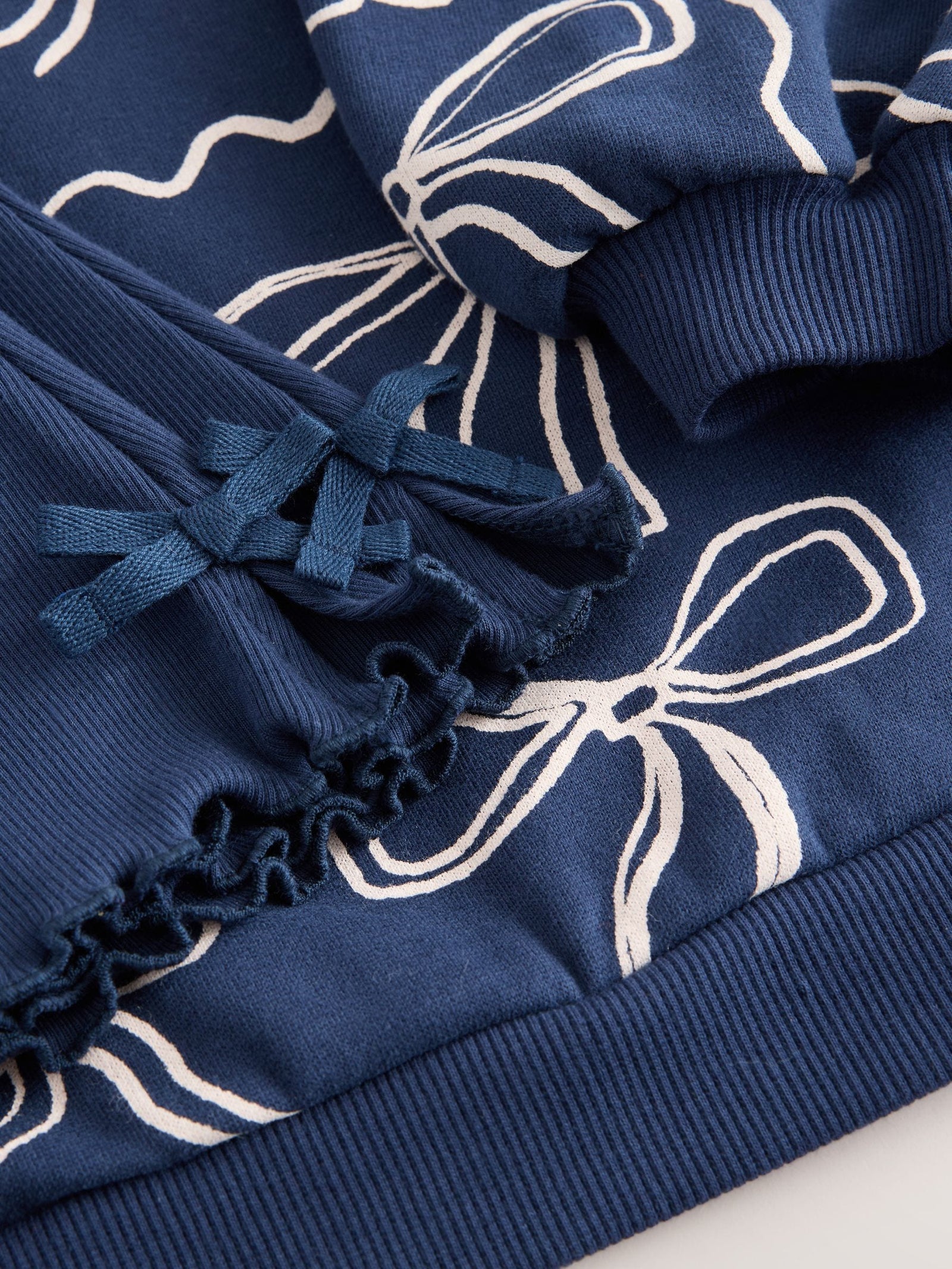 Navy Bow Print Sweatshirt & Flare Leggings Set (3mths-7yrs)