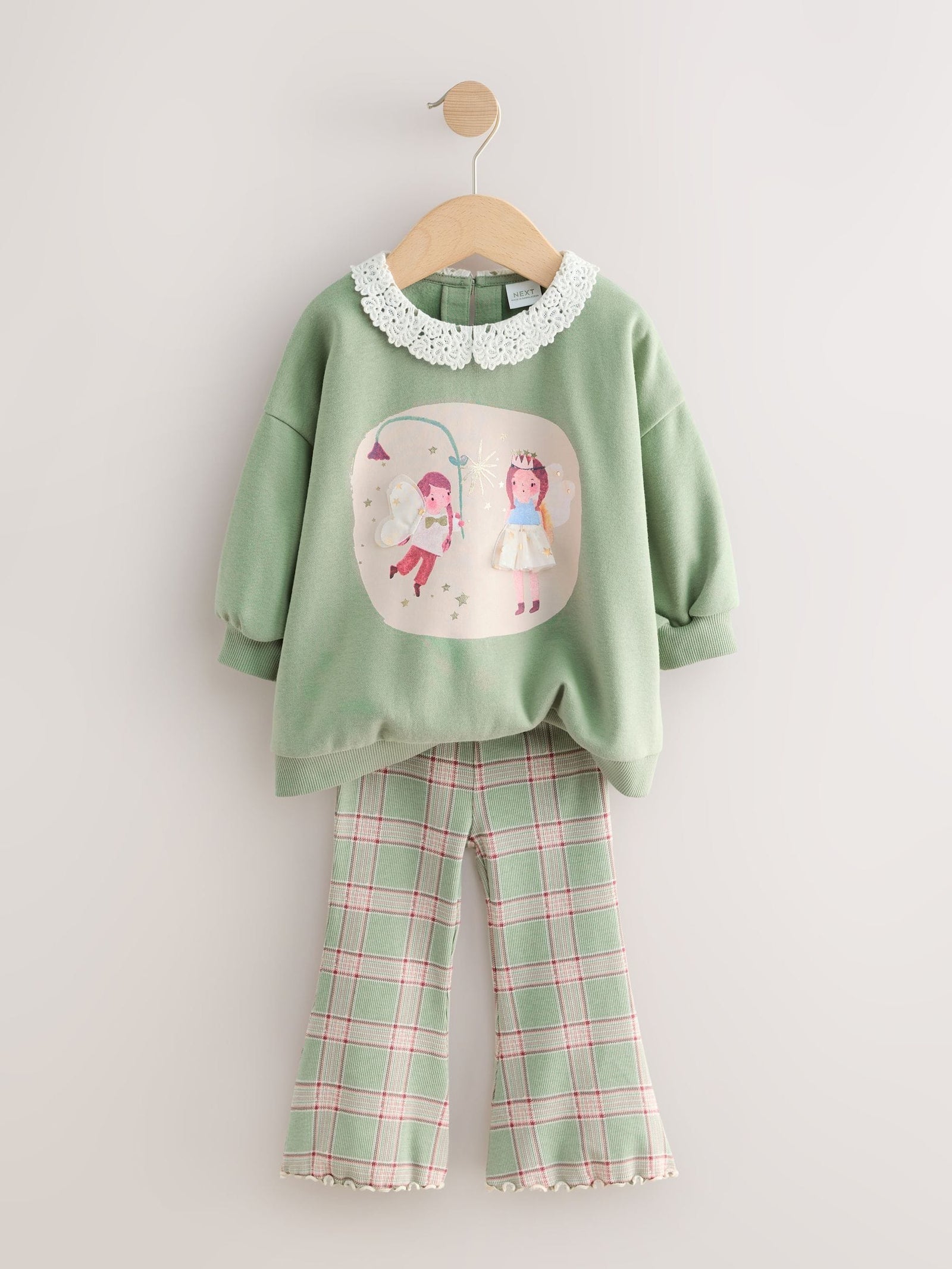 Green Fairy Collared Sweatshirt & Flare Leggings Set (3mths-7yrs)