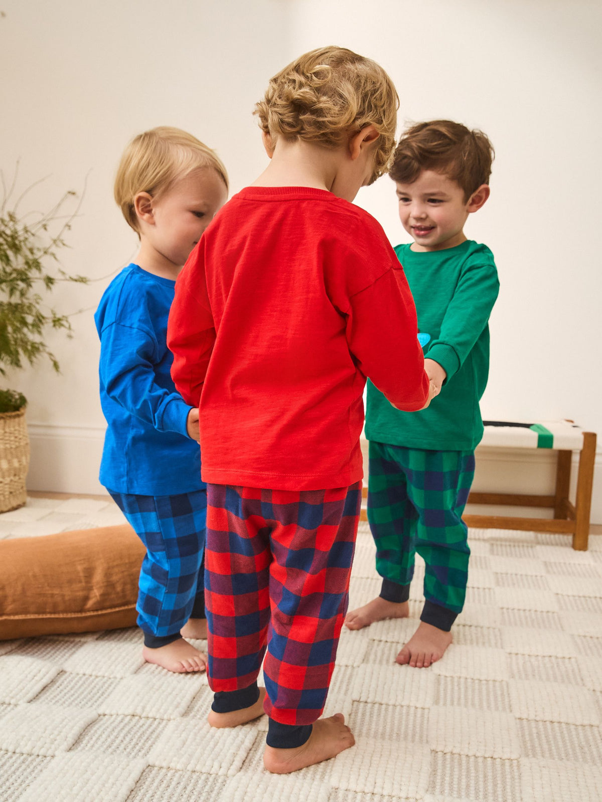 Red/Blue/Green Check Dinosaur Check Woven Bottom Pyjamas 3 Pack (9mths-12yrs)