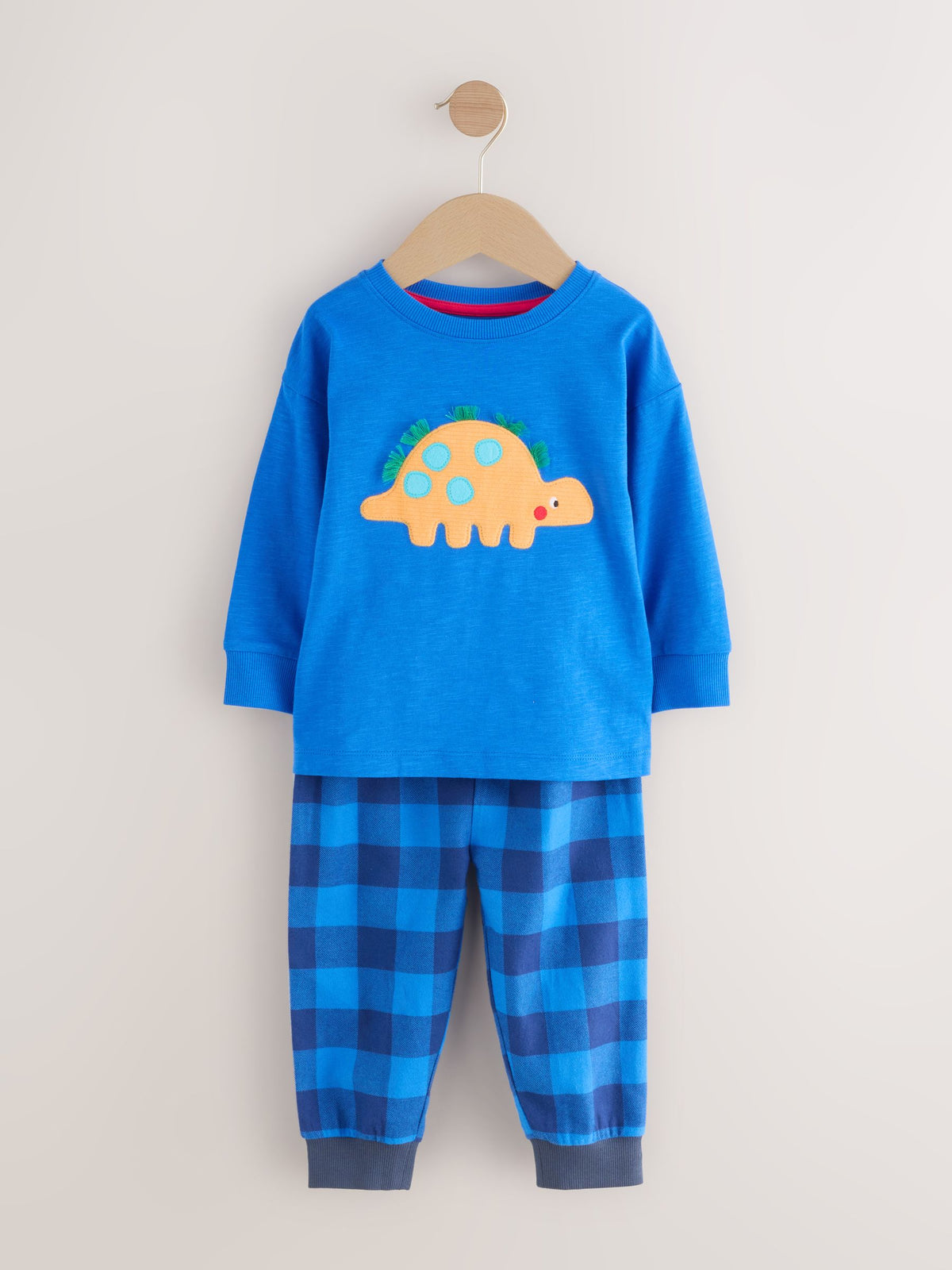 Red/Blue/Green Check Dinosaur Check Woven Bottom Pyjamas 3 Pack (9mths-12yrs)