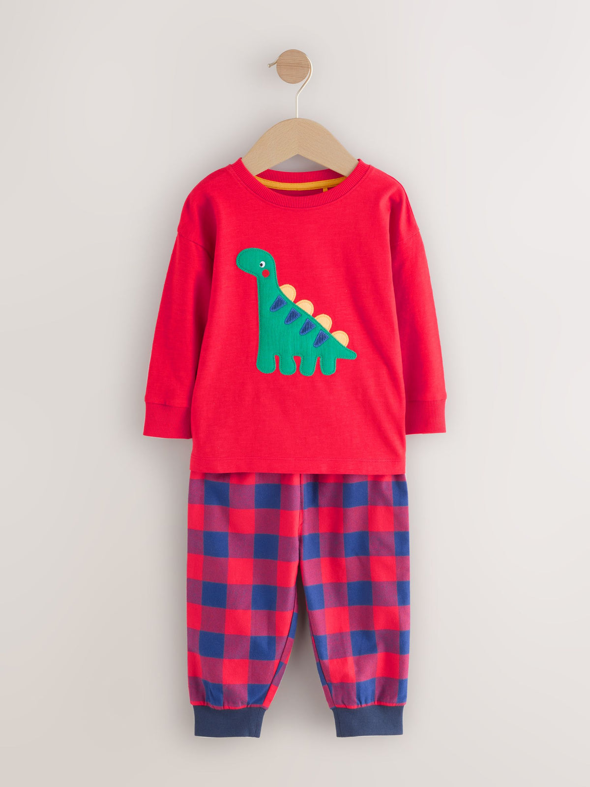 Red/Blue/Green Check Dinosaur Check Woven Bottom Pyjamas 3 Pack (9mths-12yrs)