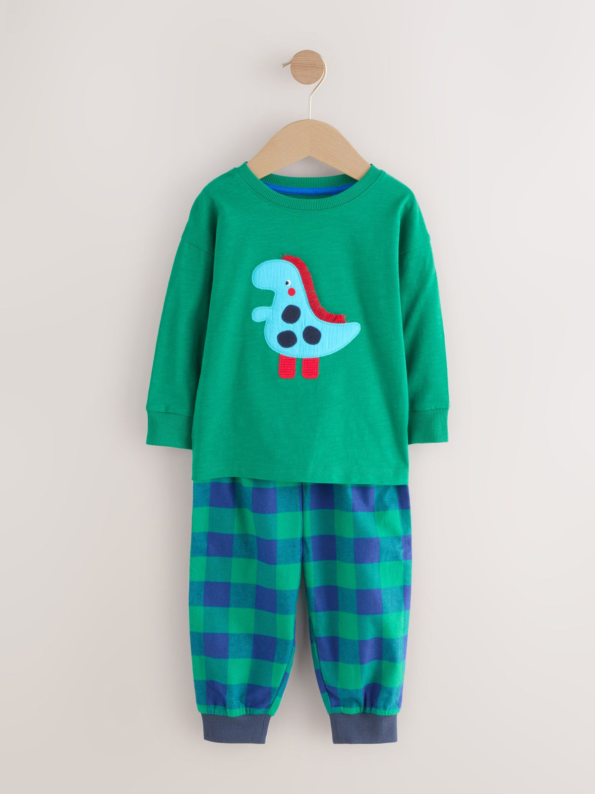 Red/Blue/Green Check Dinosaur Check Woven Bottom Pyjamas 3 Pack (9mths-12yrs)