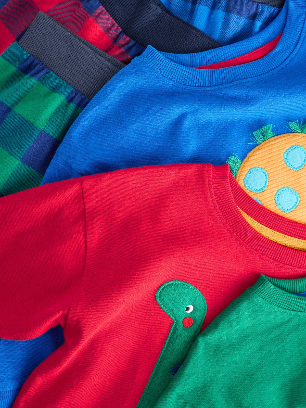 Red/Blue/Green Check Dinosaur Check Woven Bottom Pyjamas 3 Pack (9mths-12yrs)