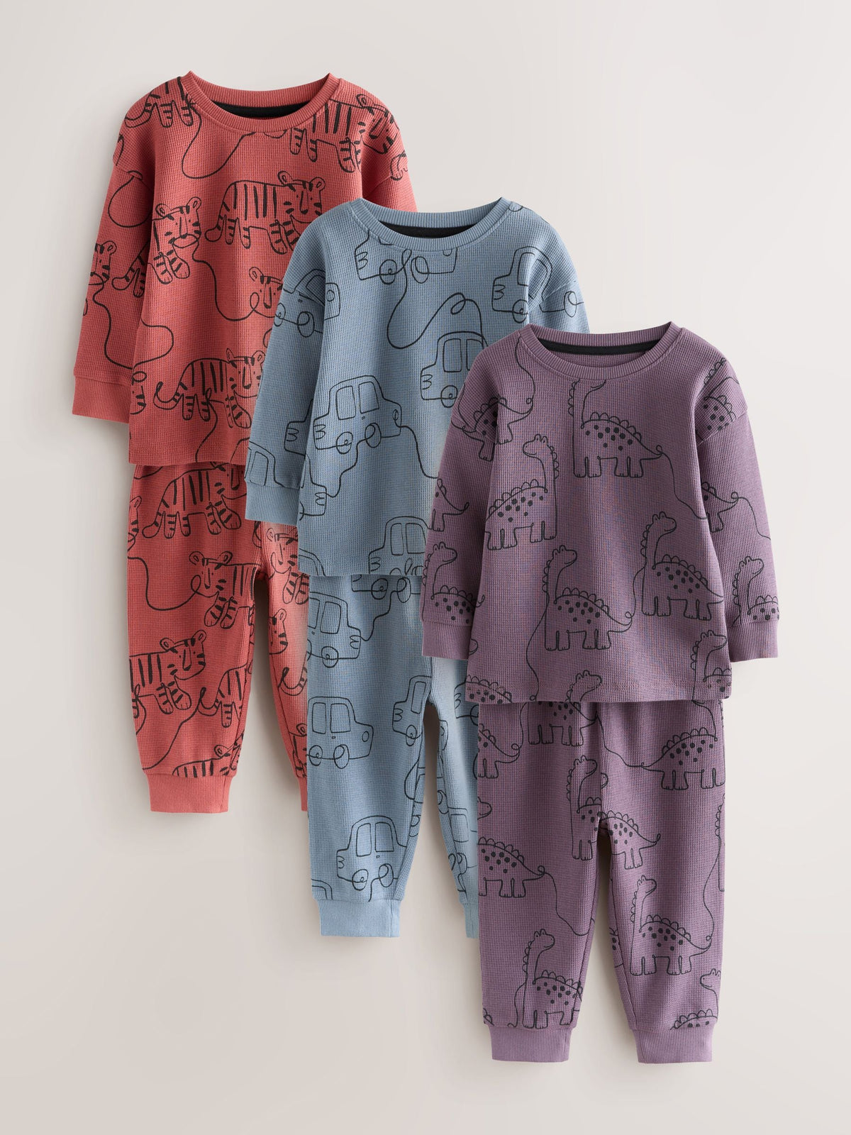 Red/Blue/Purple Oversized fit Pyjamas 3 Pack (9mths-10yrs)
