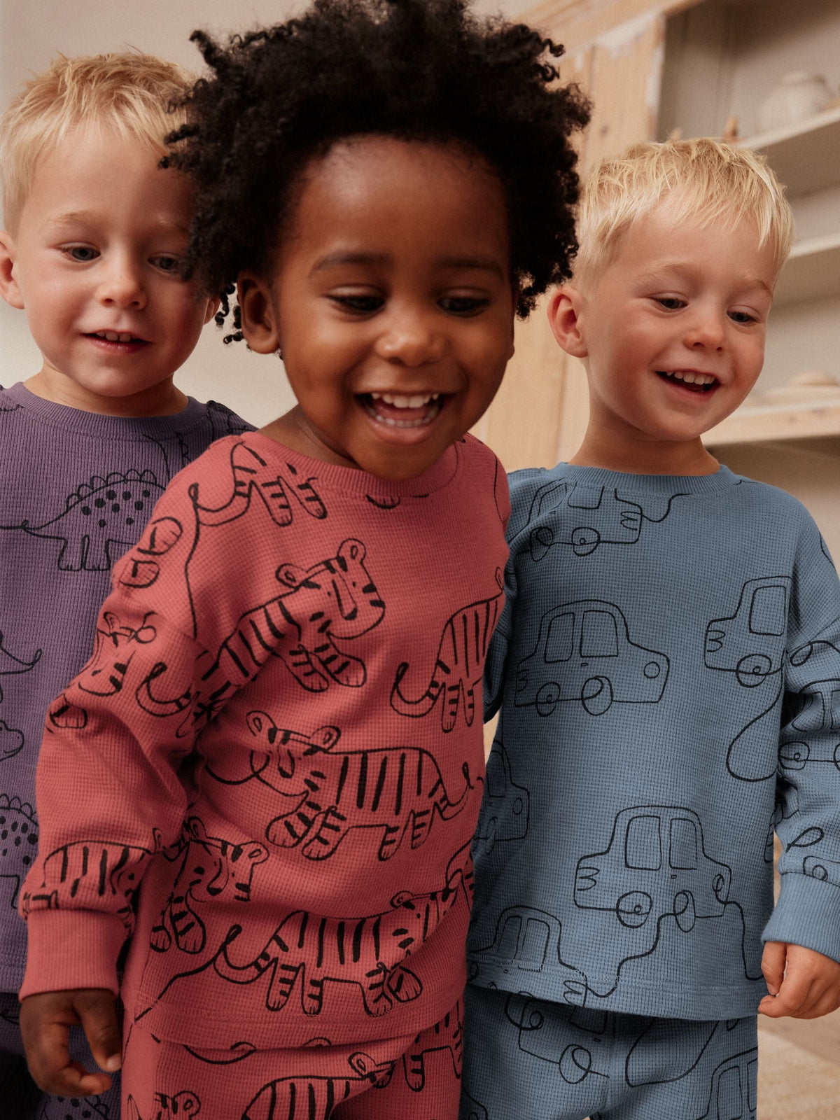 Red/Blue/Purple Oversized fit Pyjamas 3 Pack (9mths-10yrs)