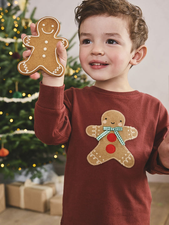 Red/Green Gingerbread Man Single Xmas Pyjamas immediate