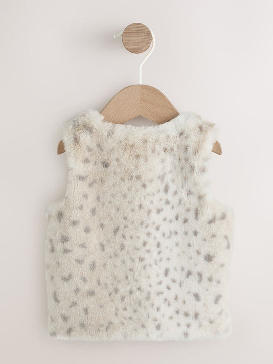 Leopard Baby Faux Fur Print Gilet (0mths-3yrs)
