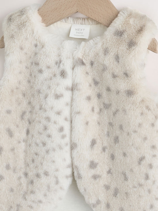 Leopard Baby Faux Fur Print Gilet (0mths-3yrs)
