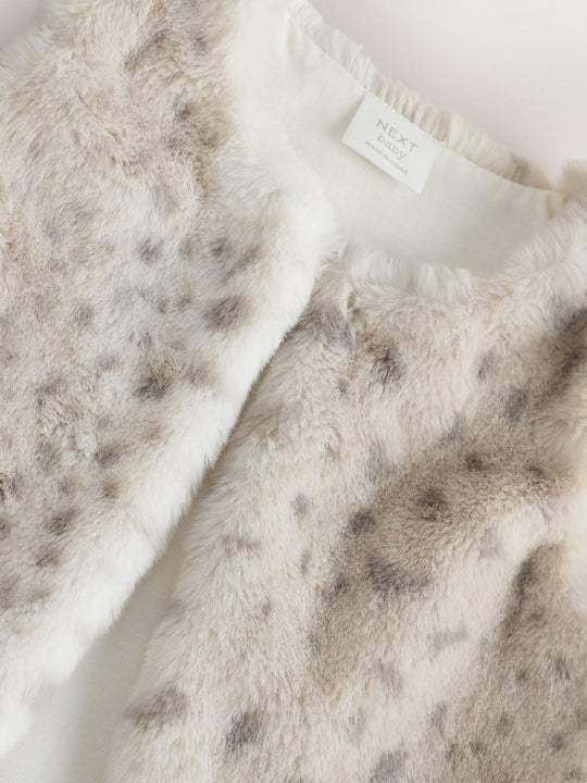 Leopard Baby Faux Fur Print Gilet (0mths-3yrs)