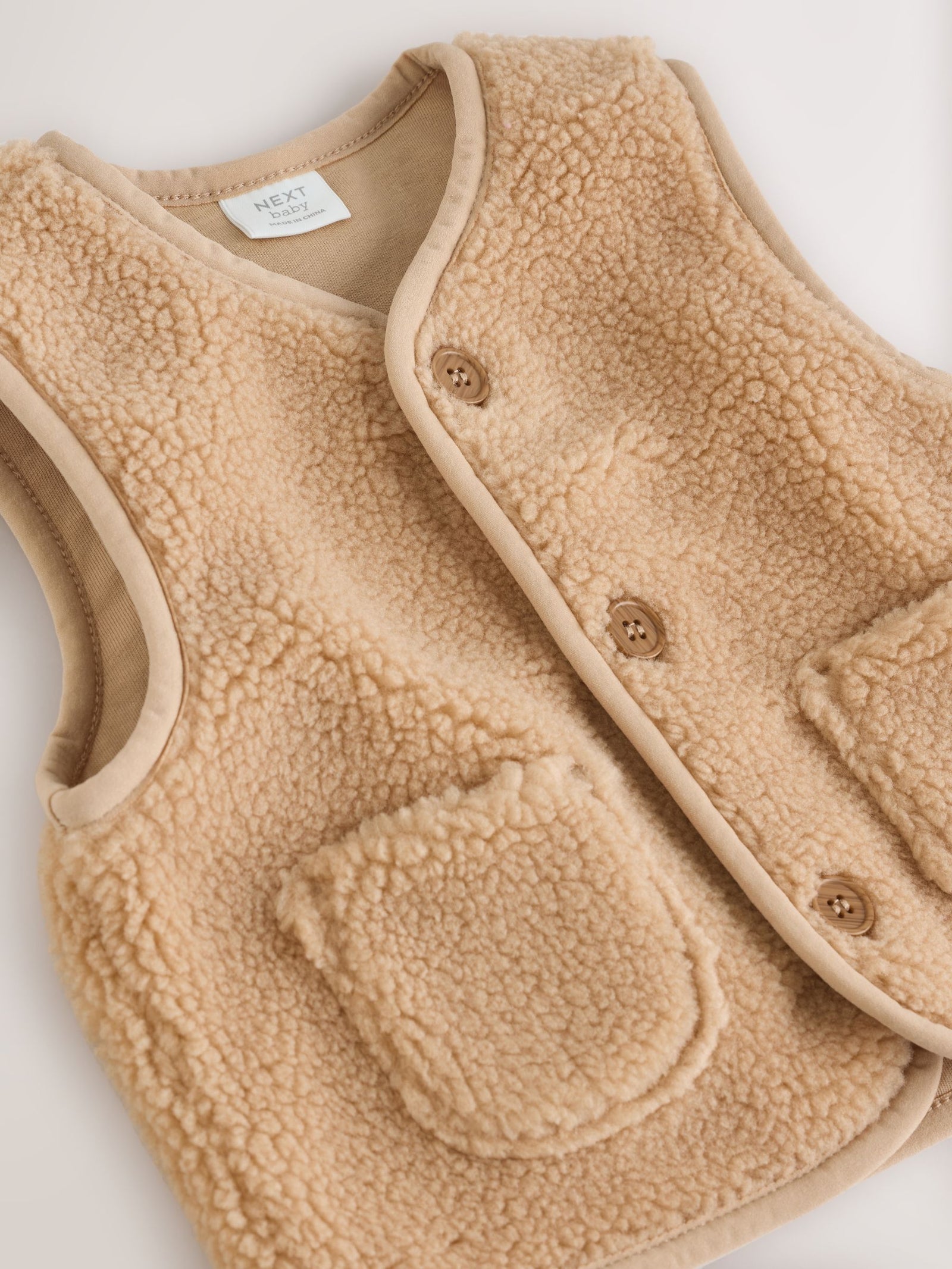 Toffee Brown Borg Baby Gilet