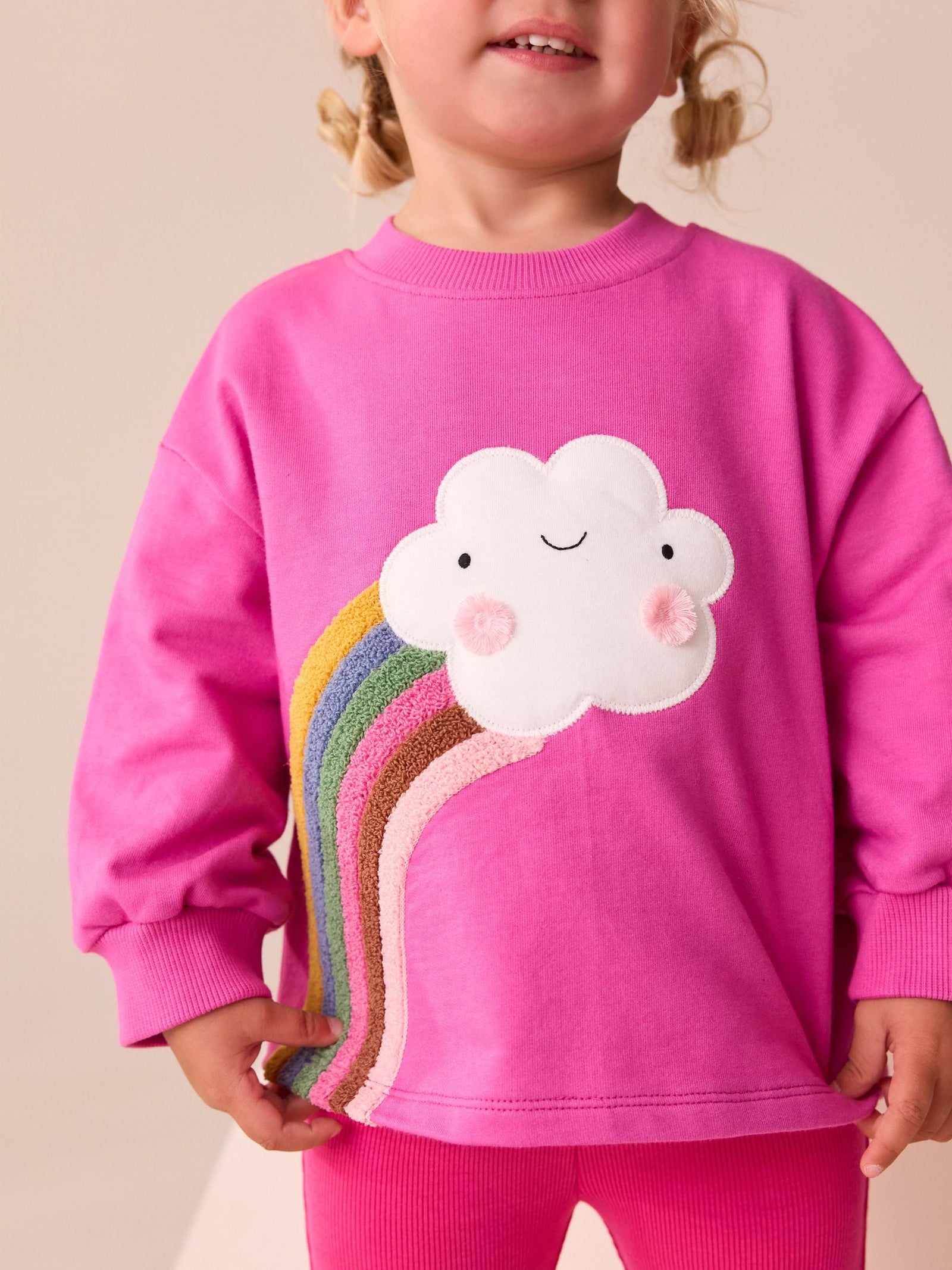 Pink Rainbow Cloud Character Long Sleeve T-Shirt (3mths-7yrs)