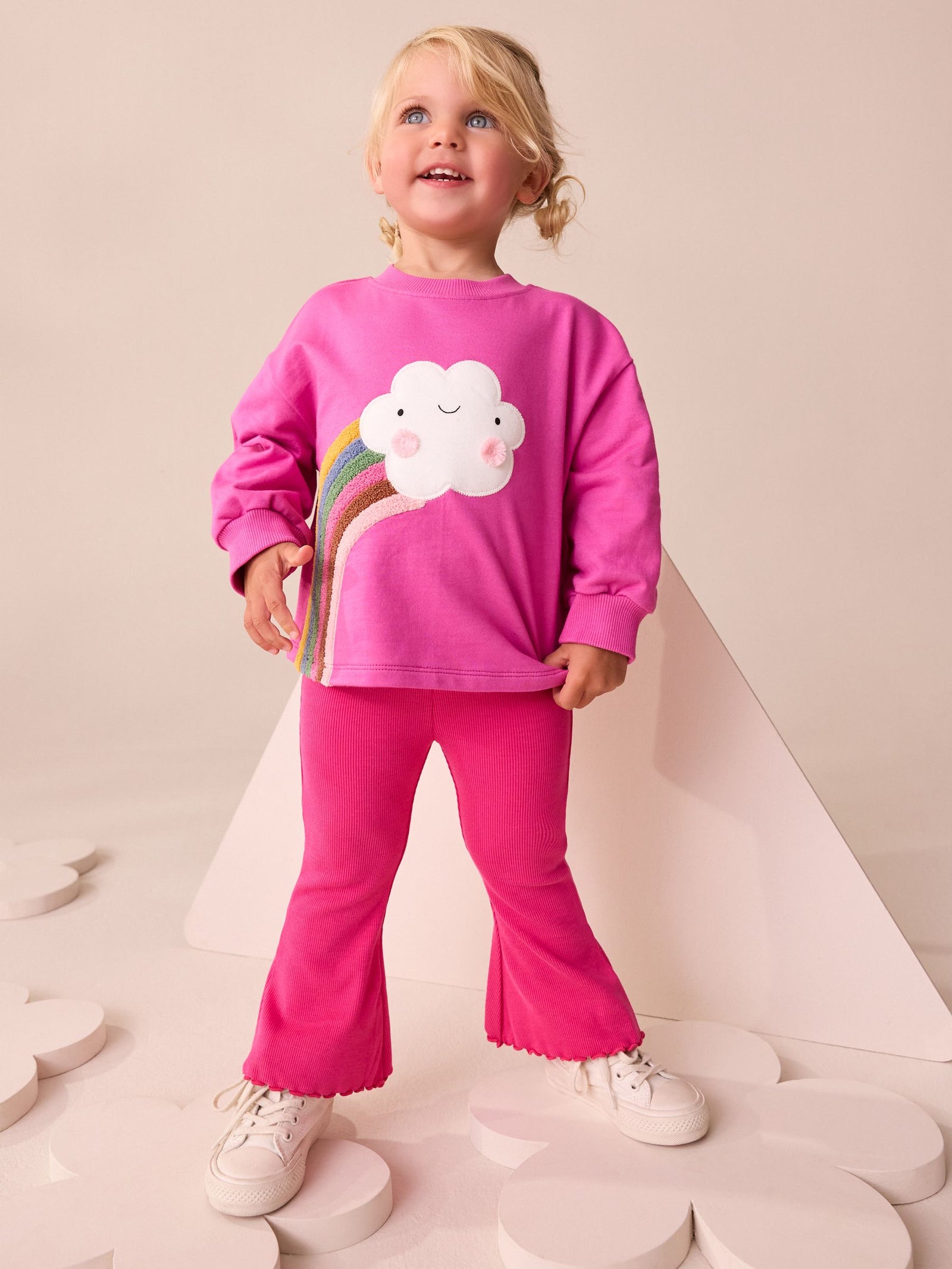 Pink Rainbow Cloud Character Long Sleeve T-Shirt (3mths-7yrs)