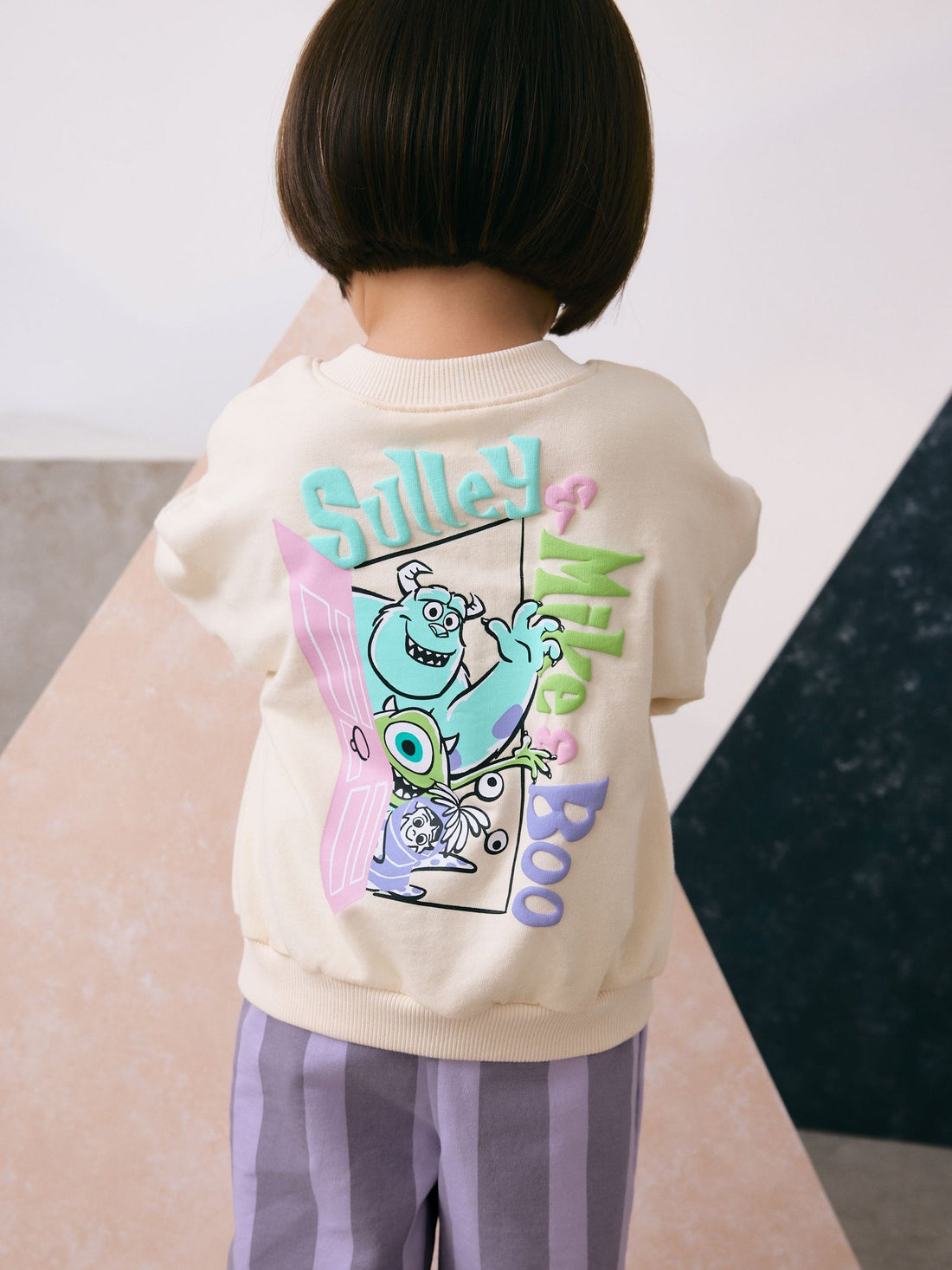 Ecru White Monsters, Inc Long Sleeve Top and Barrel Leg Trousers (3mths-7yrs)