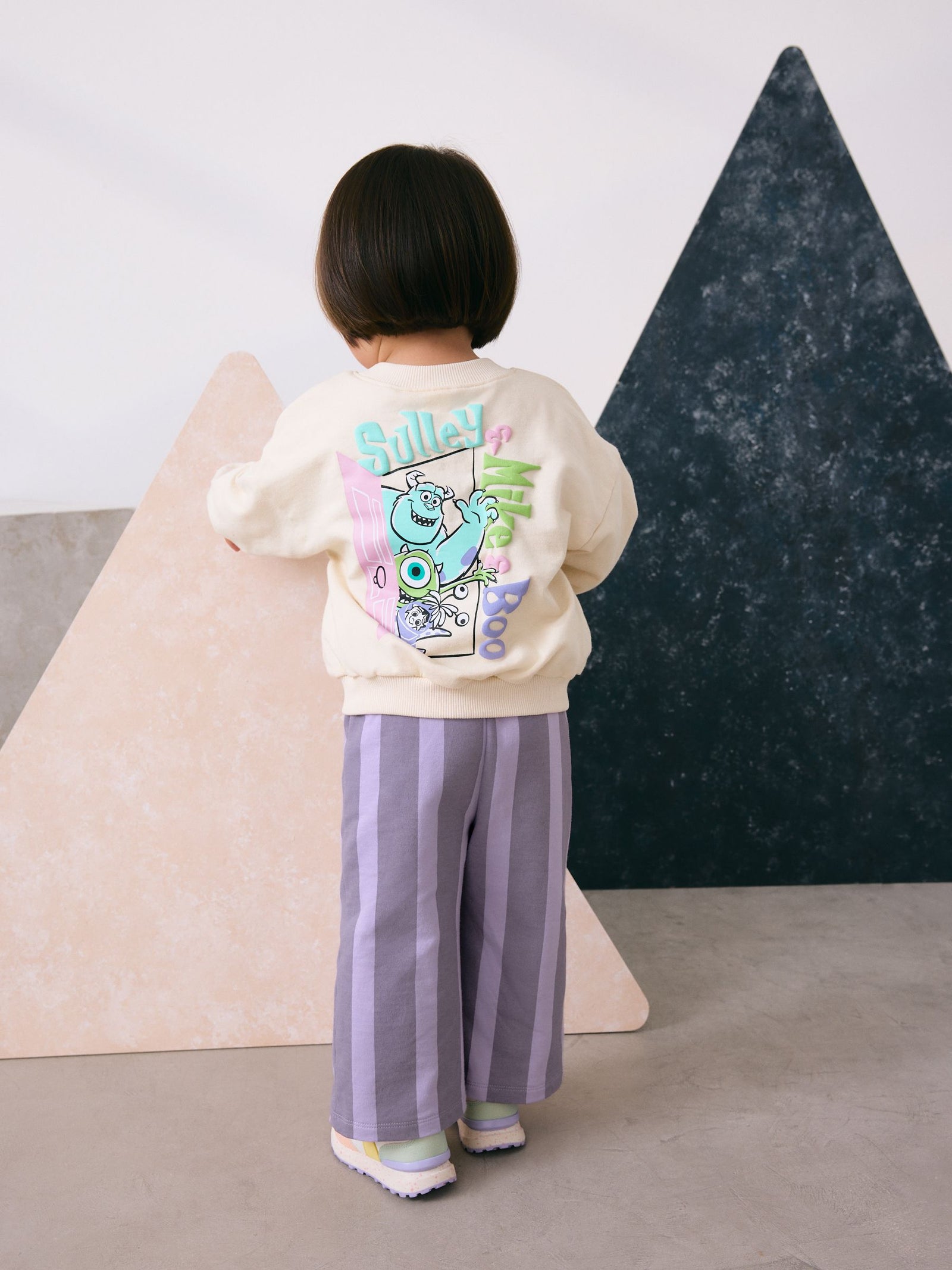 Ecru White Monsters, Inc Long Sleeve Top and Barrel Leg Trousers (3mths-7yrs)