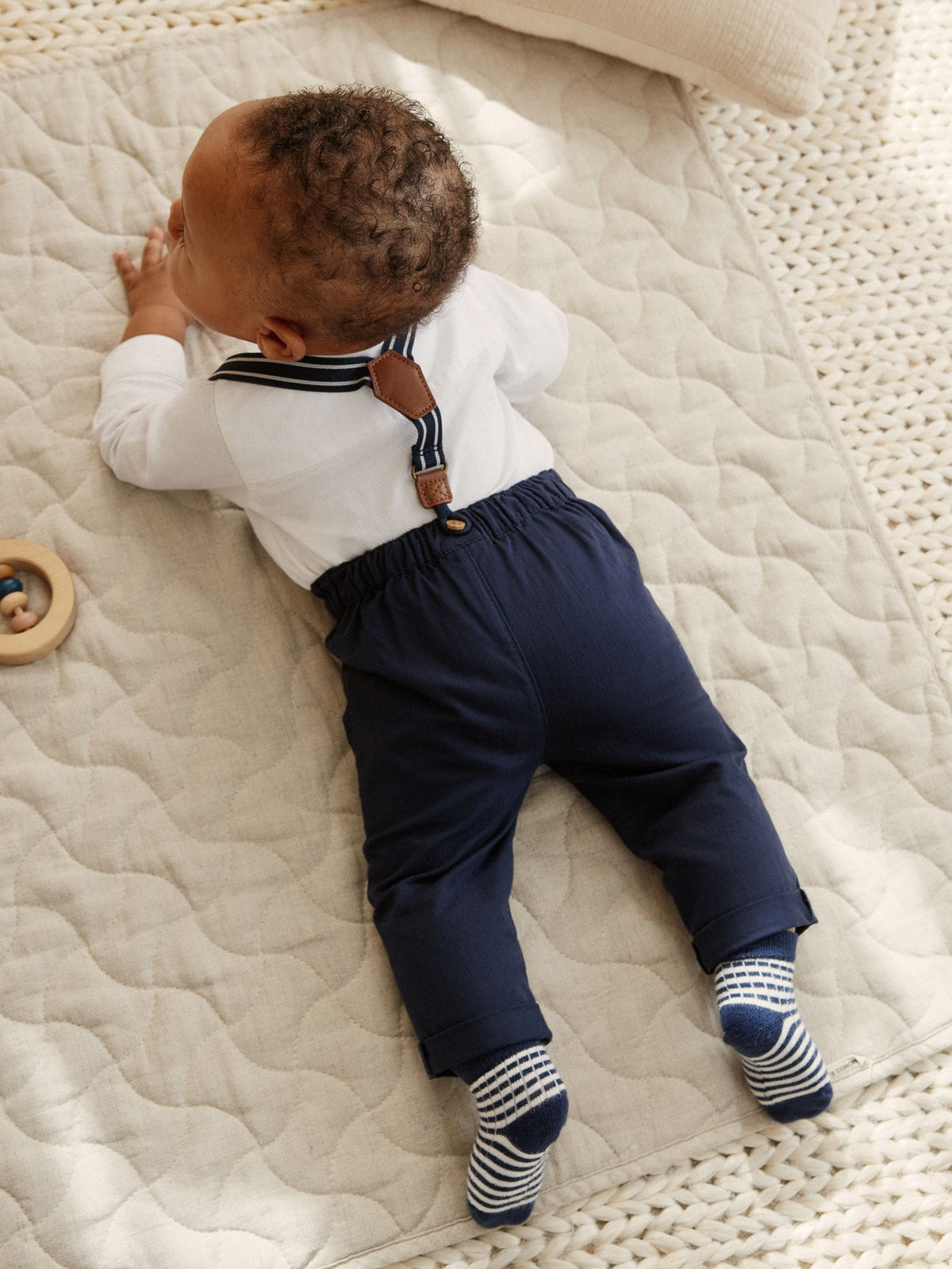 Navy Baby Shirt Trousers and Braces 4 Piece Set (0mths-2yrs)