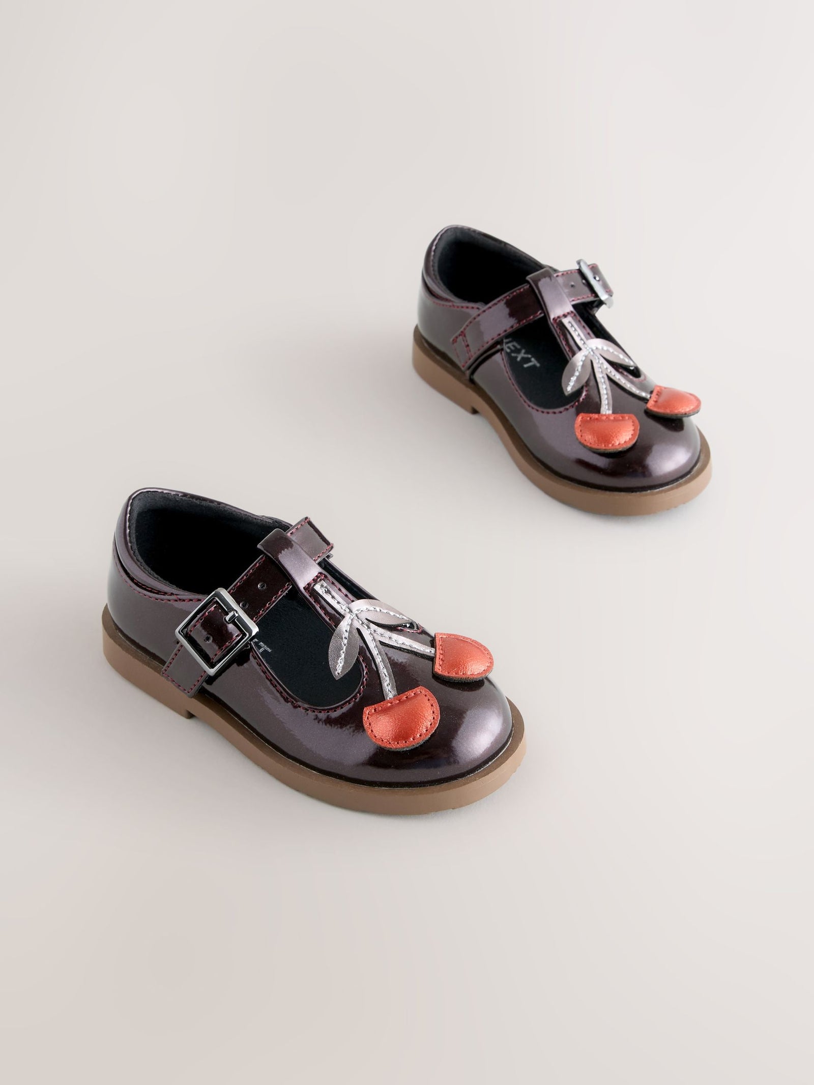 Burgundy Red Cherry T-Bar Shoes