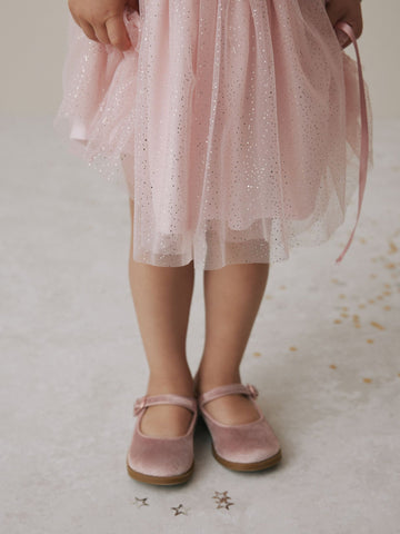 Pink Velour Mary Jane Shoes