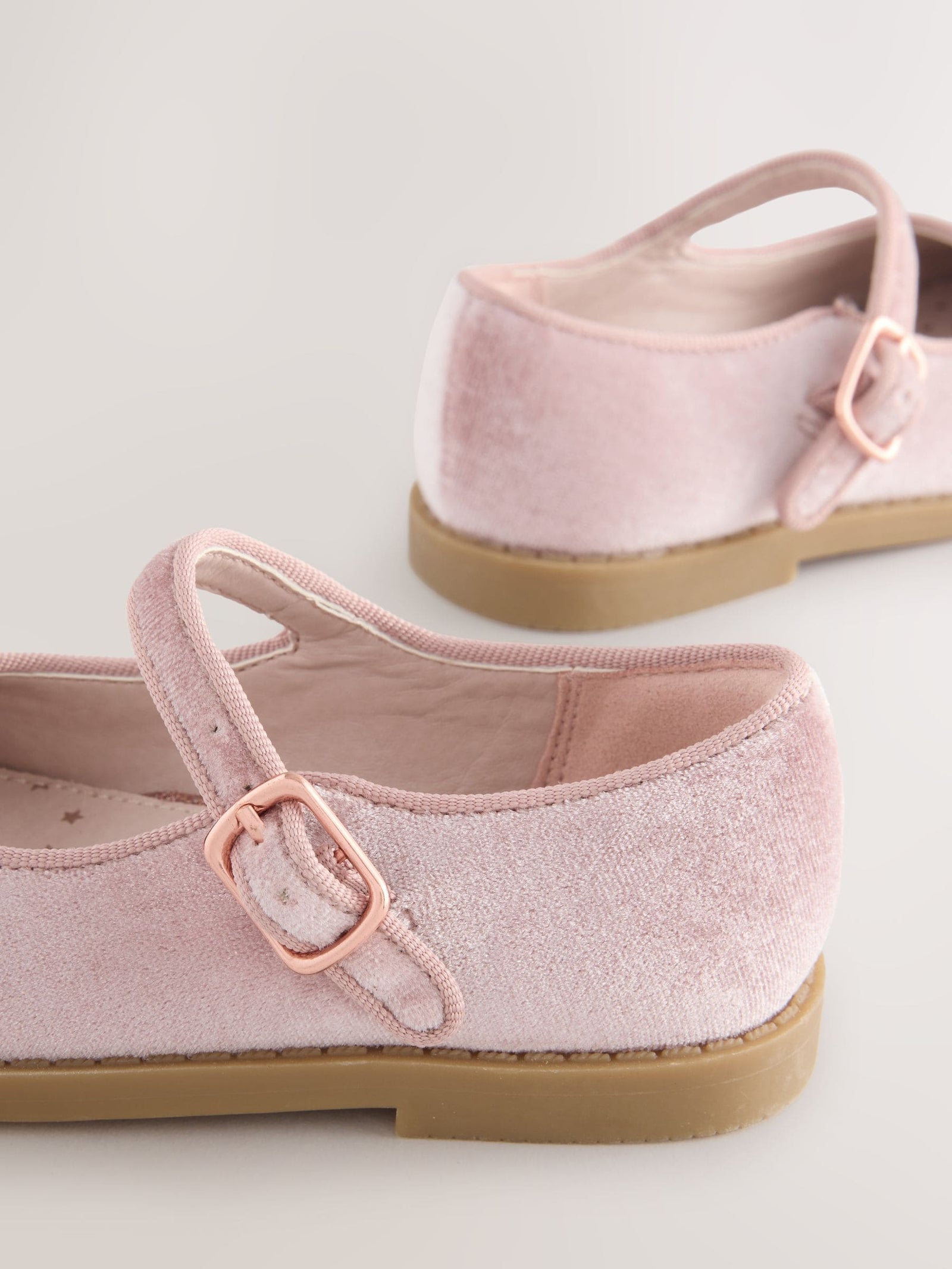 Pink Velour Mary Jane Shoes