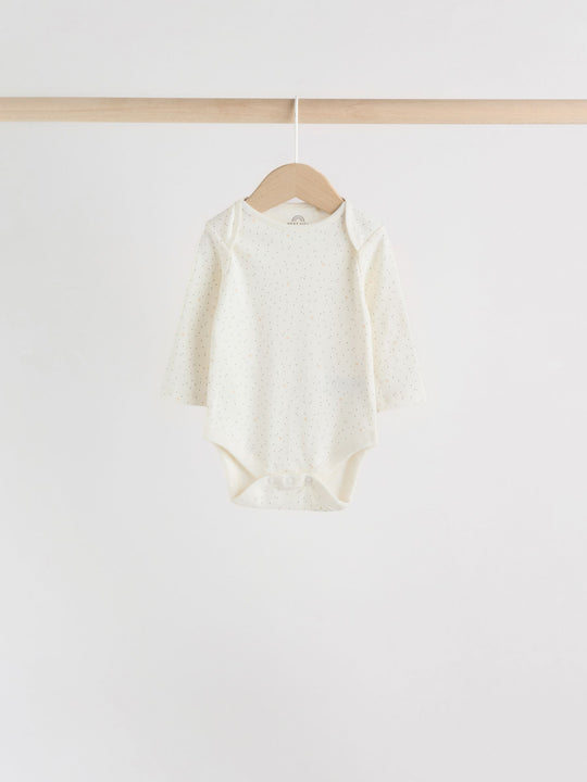 Monochrome Long Sleeve Baby Bodysuits 5 Pack