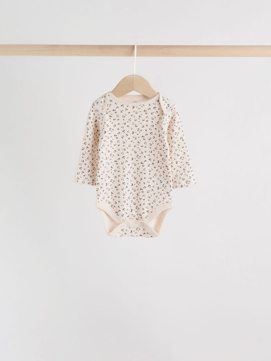 Monochrome Long Sleeve Baby Bodysuits 5 Pack