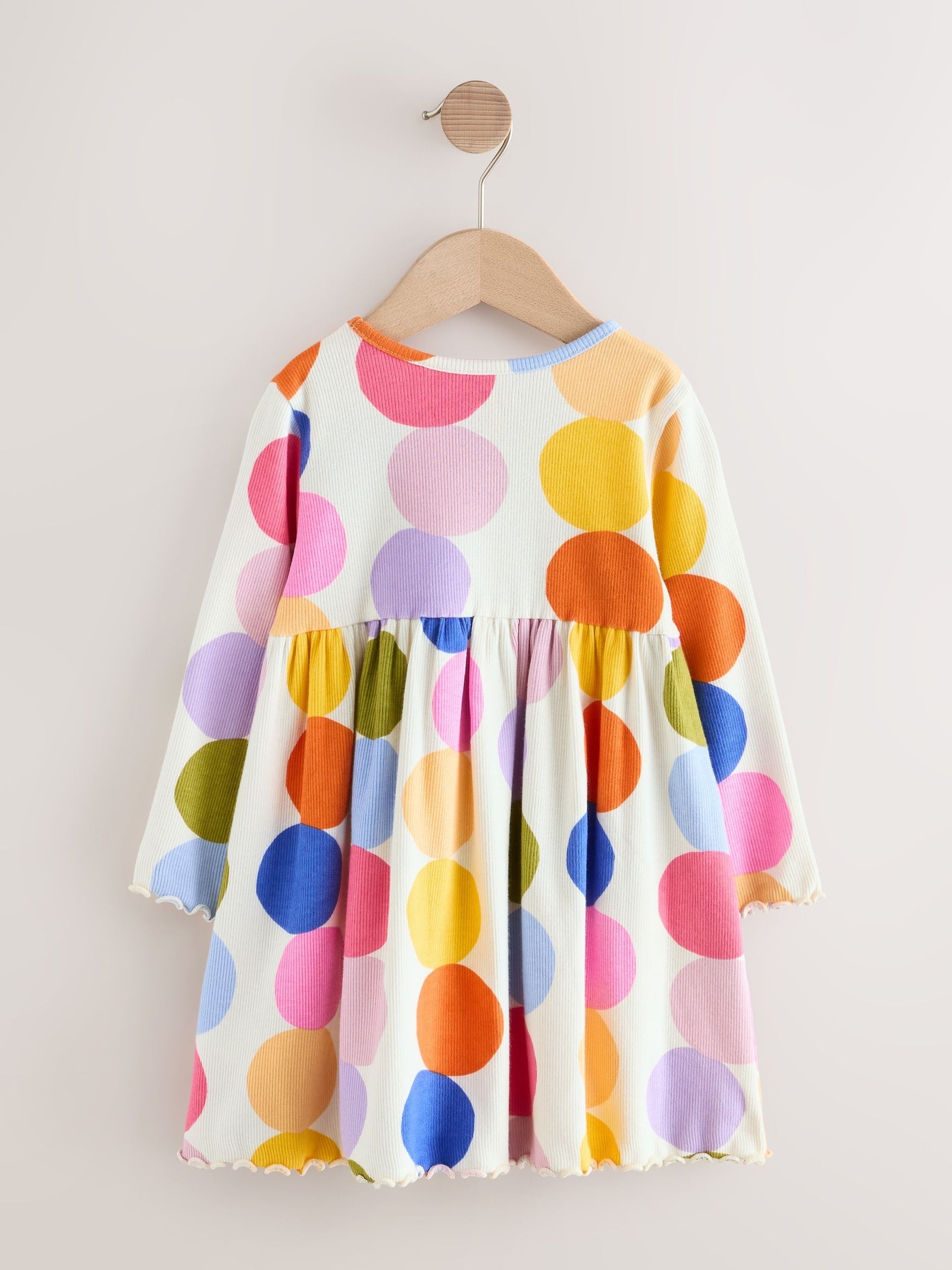 Rainbow Spot Long Sleeve Ribbed Dress (3mths-7yrs)
