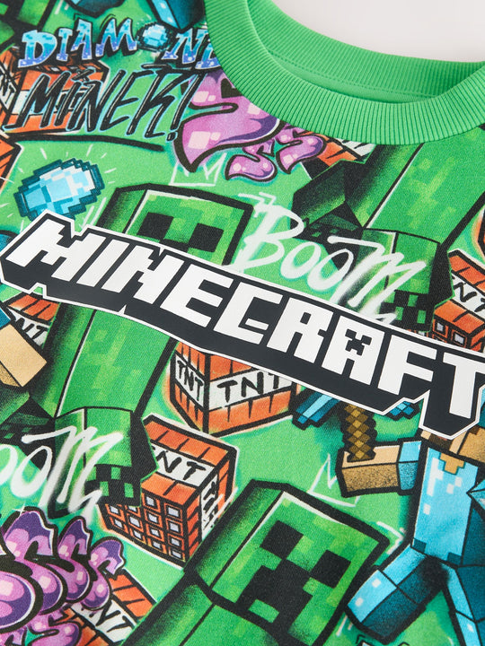 Green All Over Print Single Minecraft T-Shirt 2 Pack (3-16yrs)