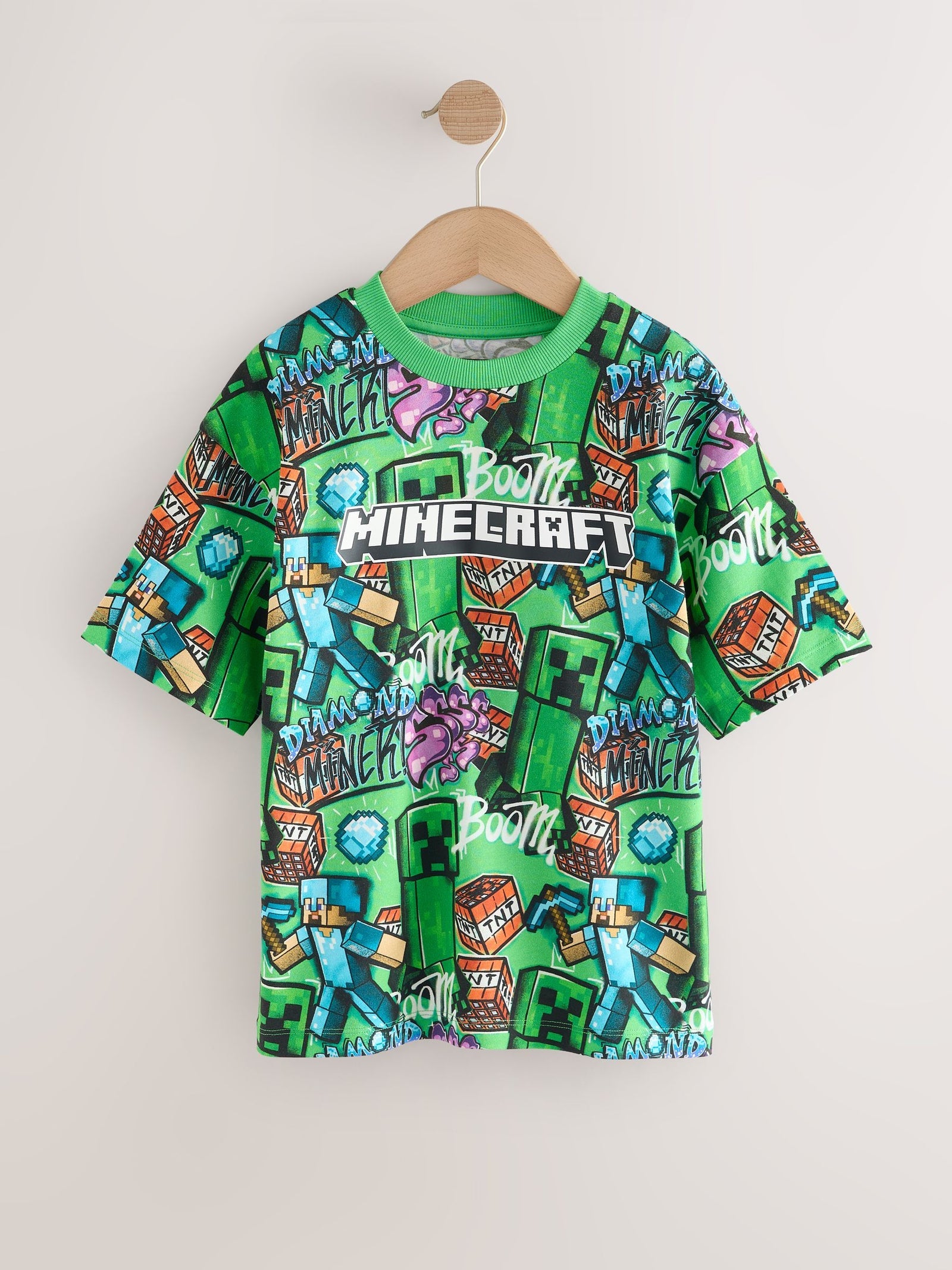 Green All Over Print Single Minecraft T-Shirt 2 Pack (3-16yrs)