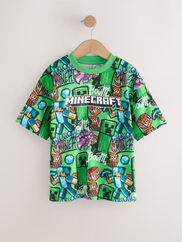 Green All Over Print Single Minecraft T-Shirt 2 Pack (3-16yrs)