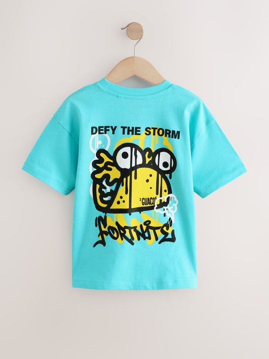 Blue Fortnite Print Short Sleeved T-Shirt (4-16yrs)