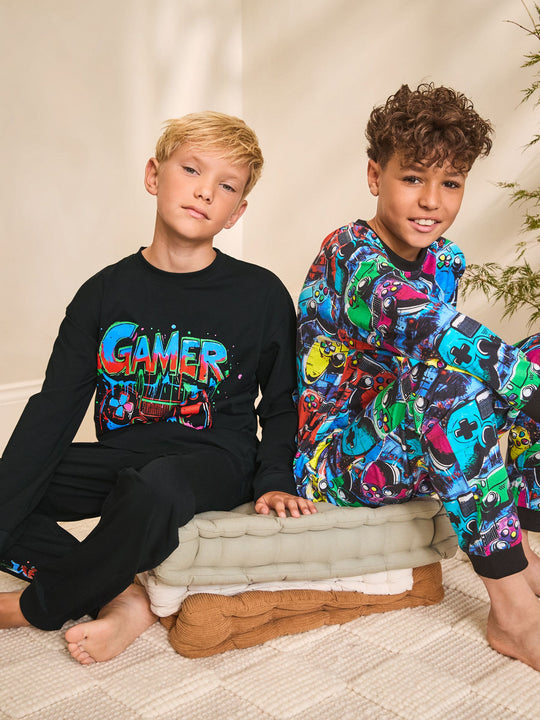 Multi Gamer Long Sleeve Pyjamas 2 Pack (3-16yrs)