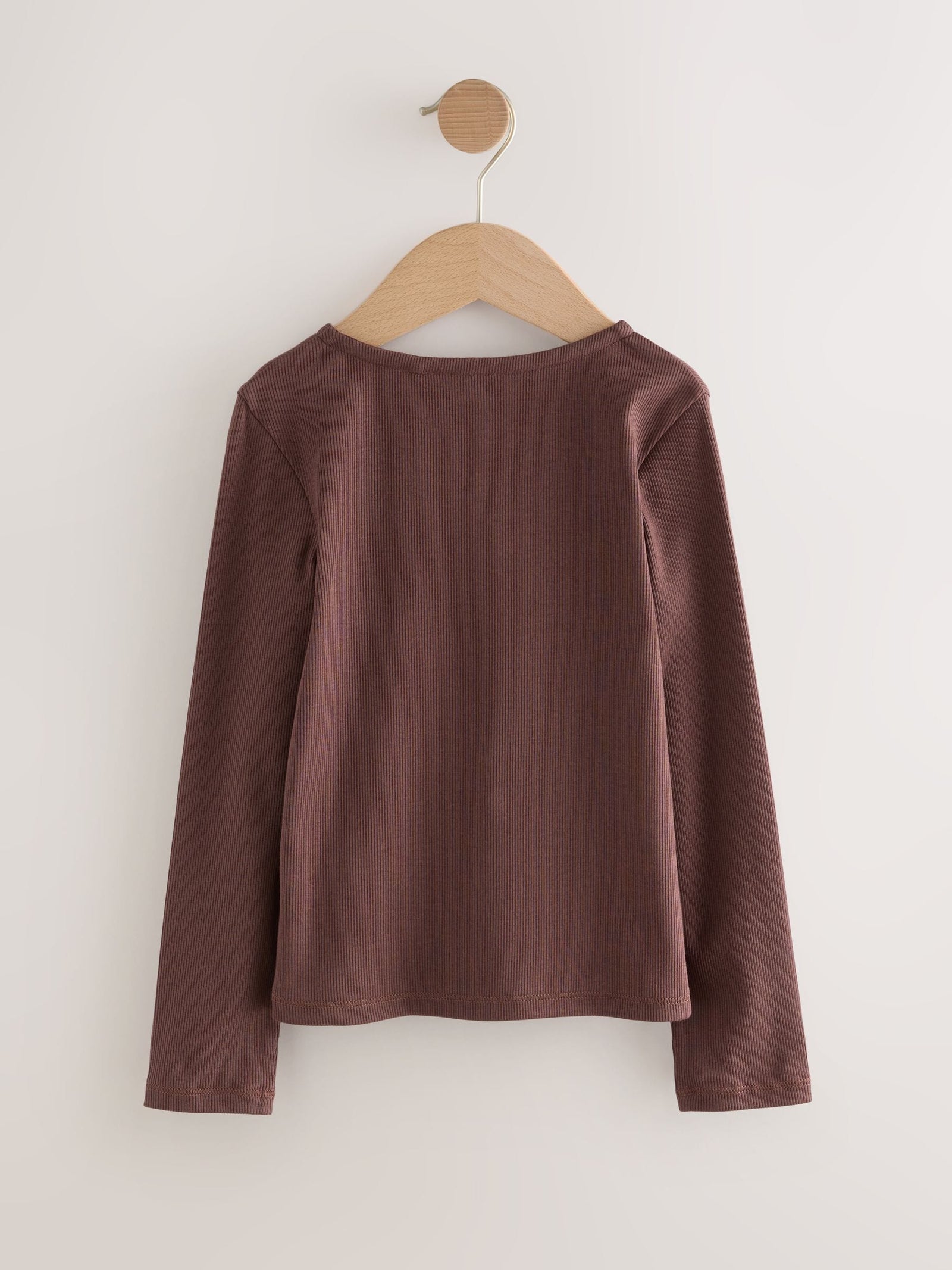 Chocolate Brown Long Sleeve Ribbed Cardigan (3-16yrs)