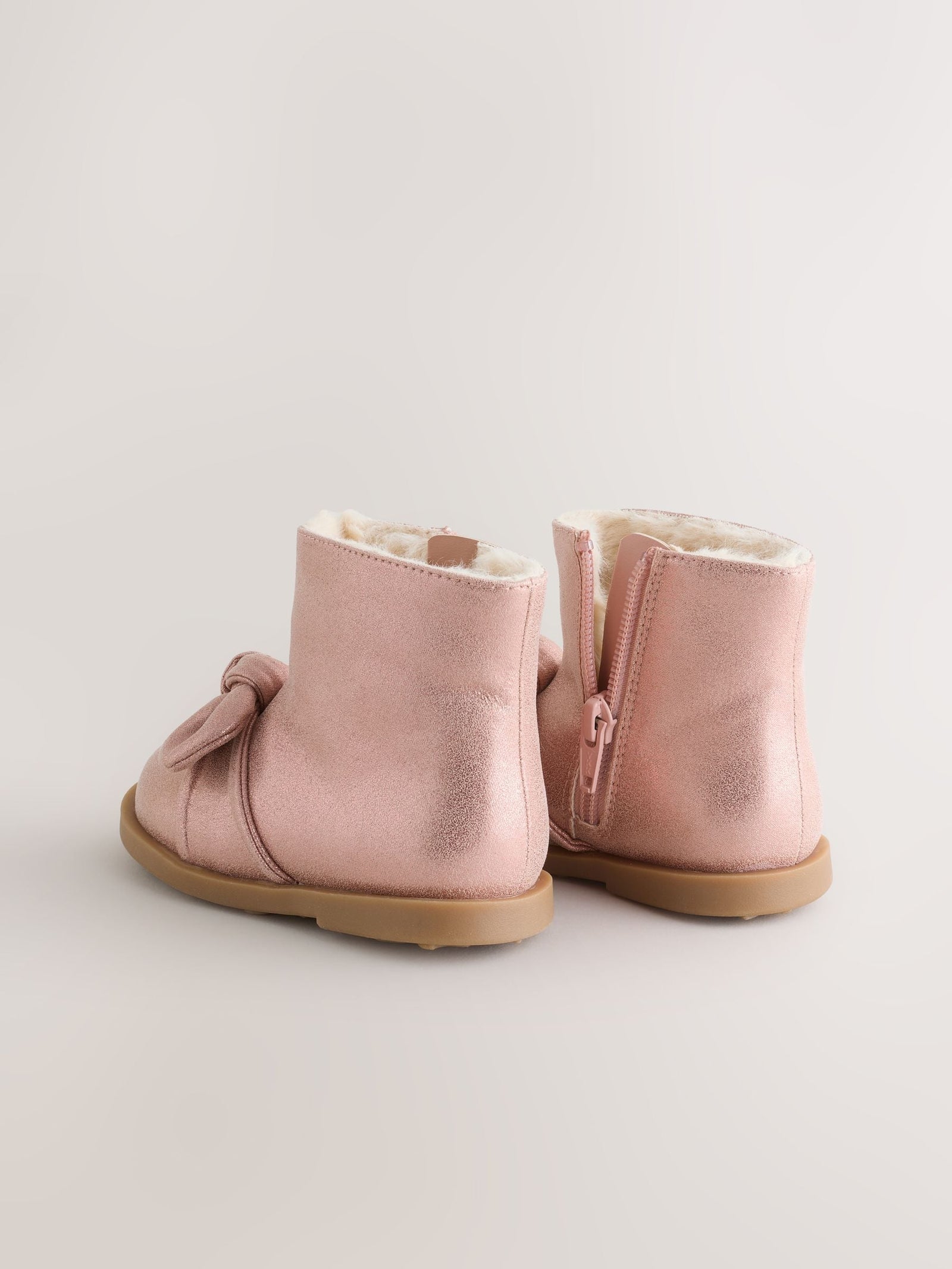 Pink Metallic Bow Boots