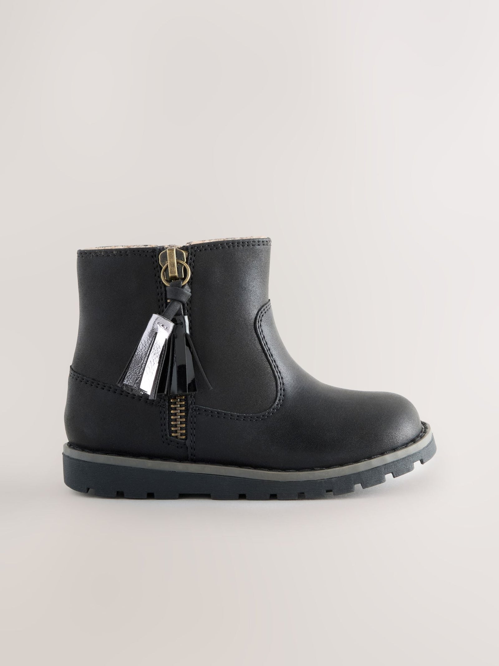 Black Wide Fit (G) Chelsea Zip Tassel Ankle Boots