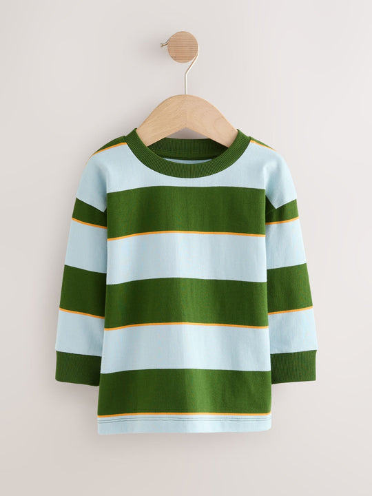 Blue/Green Taco Long Sleeve Graphic Print T-Shirts 3 Pack (3mths-7yrs)