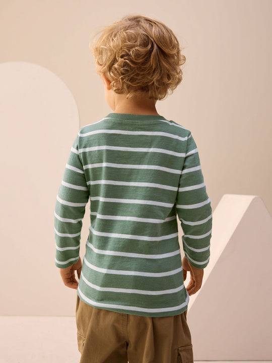 Green/White Stripe Safari Long Sleeve Appliqué T-Shirt (3mths-7yrs)