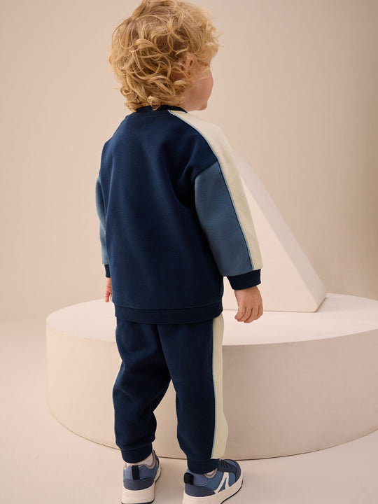 Blue Colourblock Single Sweatshirt and Joggers Set (3mths-7yrs)