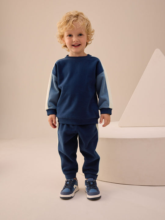 Blue Colourblock Single Sweatshirt and Joggers Set (3mths-7yrs)