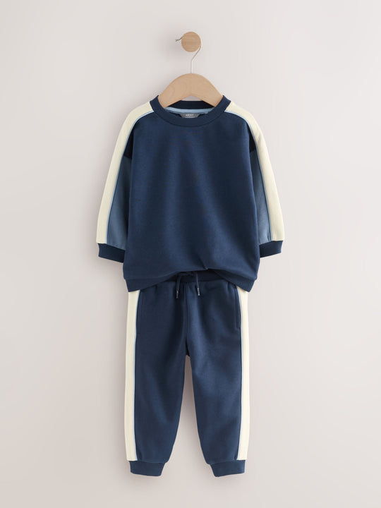 Blue Colourblock Single Sweatshirt and Joggers Set (3mths-7yrs)