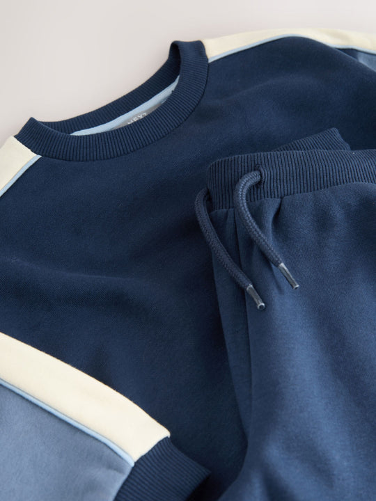 Blue Colourblock Single Sweatshirt and Joggers Set (3mths-7yrs)