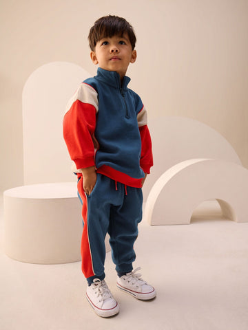 Red/Navy Half Zip Top and Joggers Set (3mths-7yrs)
