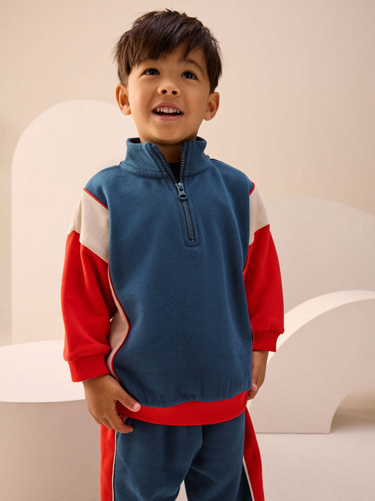 Red/Navy Half Zip Top and Joggers Set (3mths-7yrs)