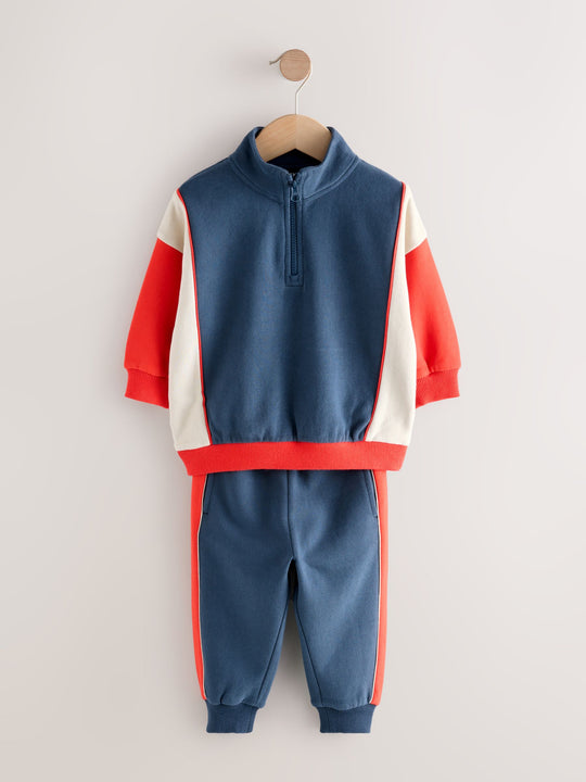 Red/Navy Half Zip Top and Joggers Set (3mths-7yrs)