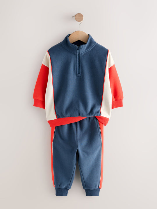 Red/Navy Half Zip Top and Joggers Set (3mths-7yrs)