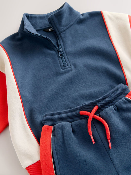 Red/Navy Half Zip Top and Joggers Set (3mths-7yrs)