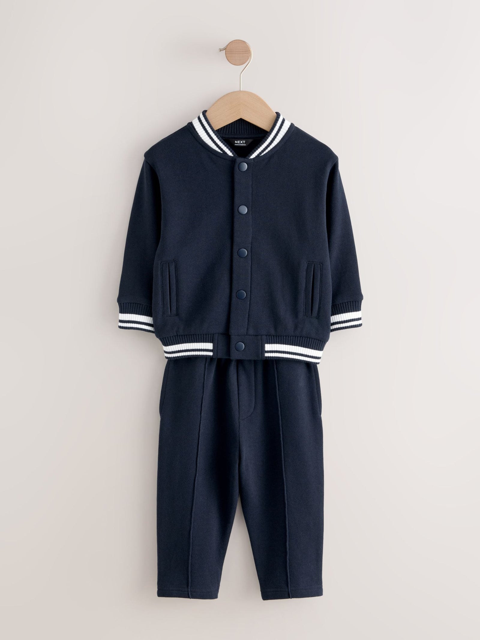 Navy Blue Jersey Letterman Jacket and Trousers Set immediate