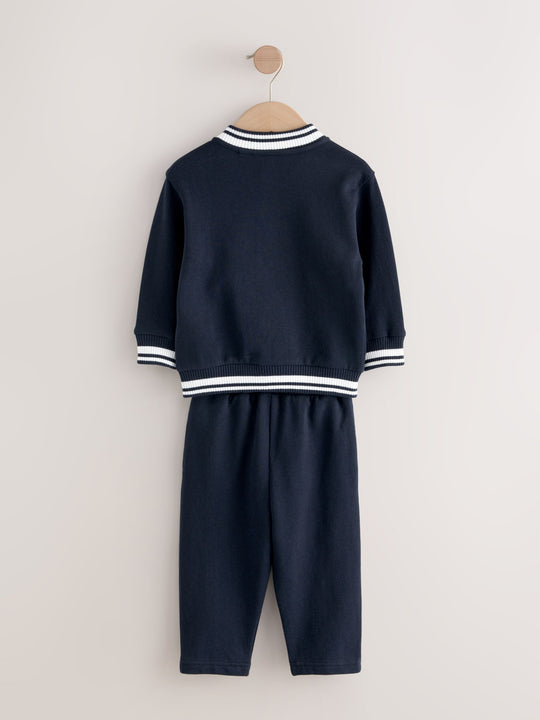 Navy Blue Jersey Letterman Jacket and Trousers Set immediate