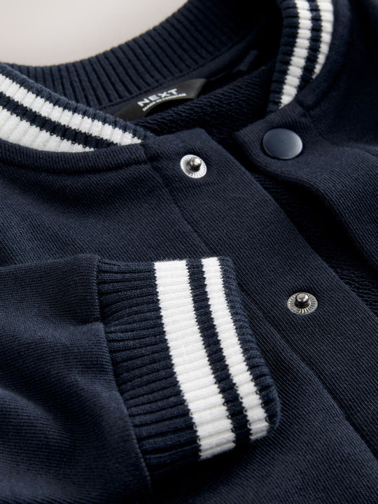 Navy Blue Jersey Letterman Jacket and Trousers Set immediate