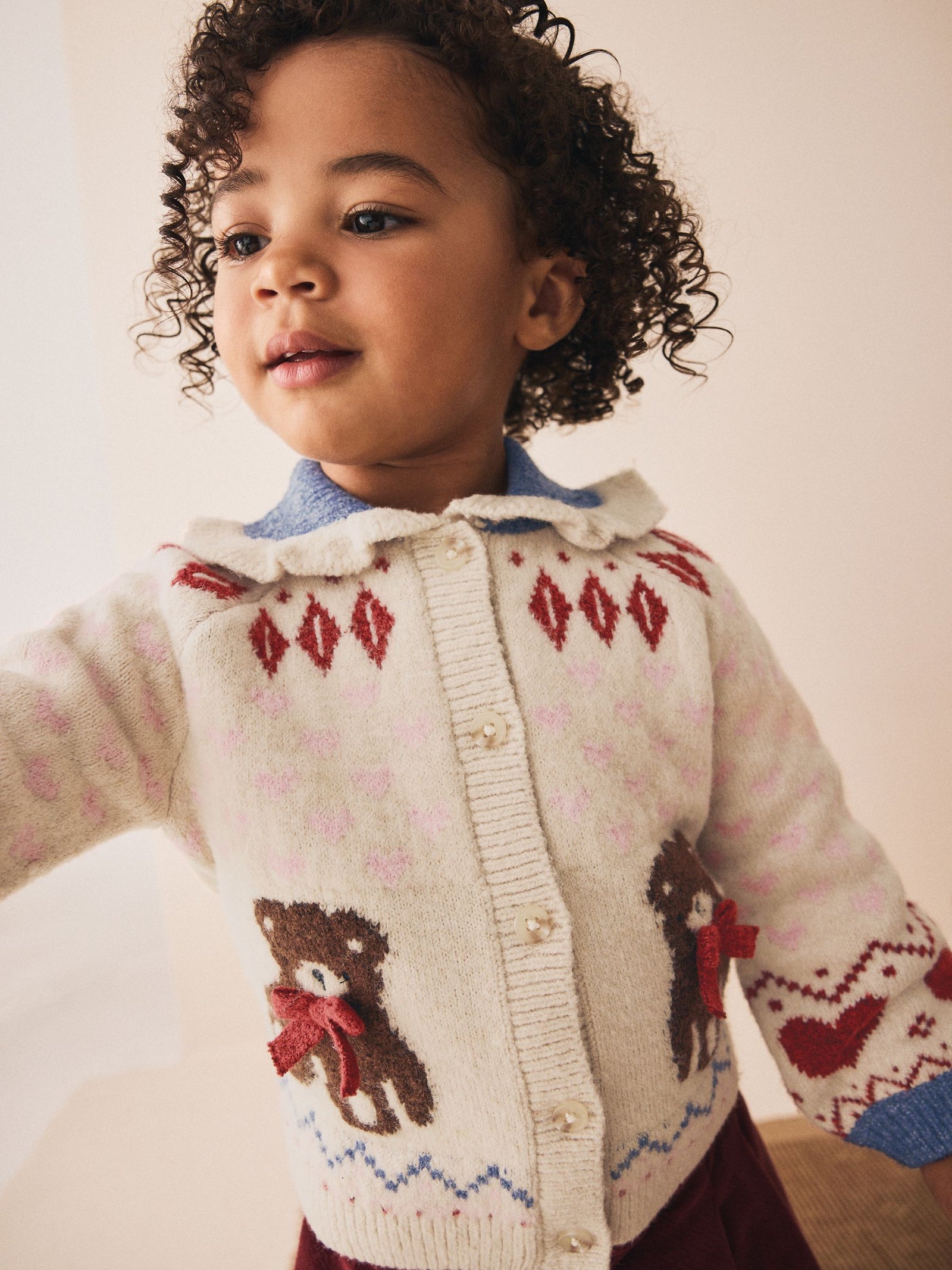 Ecru Teddy Bear Collar Cardigan (3mths-7yrs)