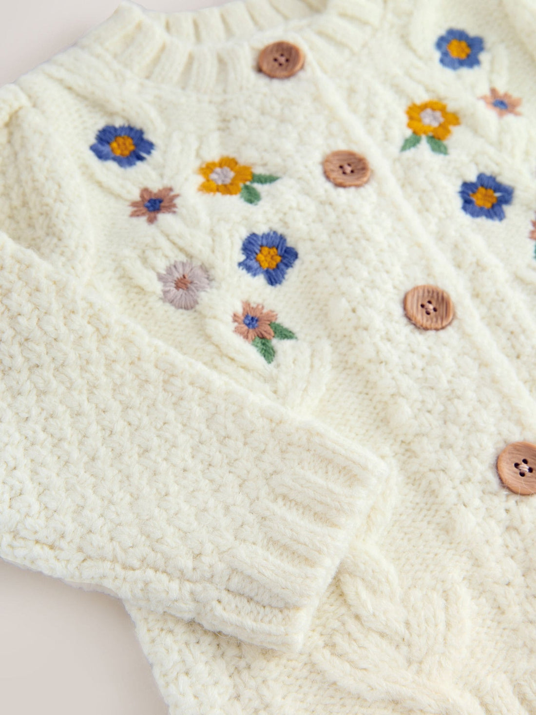 Ecru Flower Embroidered Cardigan (3mths-10yrs)