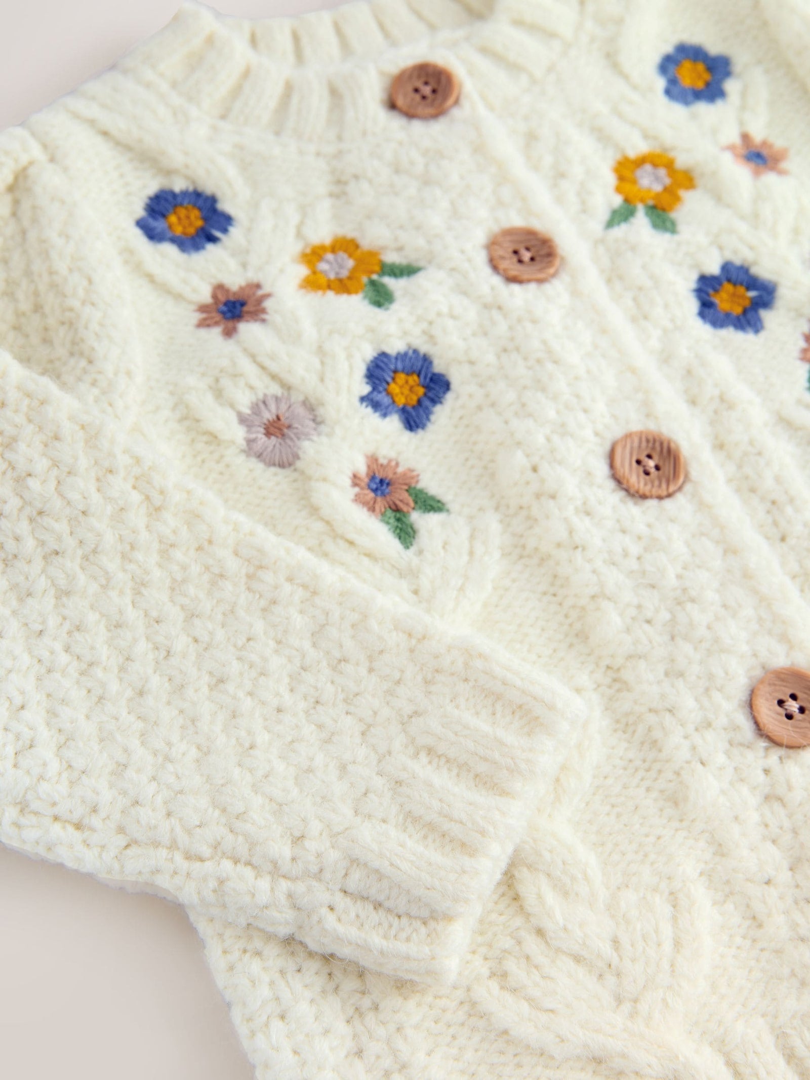 Ecru Flower Embroidered Cardigan (3mths-10yrs)